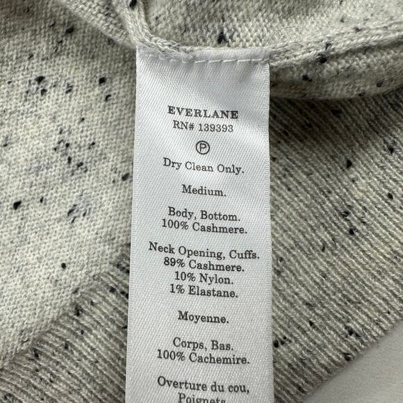 Everlane Sweater Womens Medium Gray Cream Speckled 100% Cashmere Crew Neck Knit - Picture 5 of 7